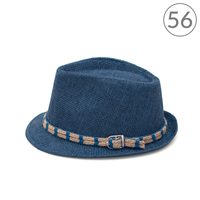 Letní trilby klobouk s dvojitou šňůrkou modrý