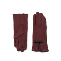 Dámské bordó-hnědé vlněné rukavice s mašlí
