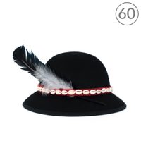 Vlněný horský klobouk s ozdobou černý 60 cm
