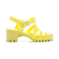 Gumové žluté sandály na podpatku
