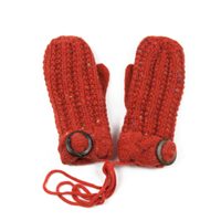 Palcové rukavičky s knoflíkem červené