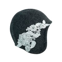 Dámský klobouk s krajkovými květy tmavě šedý
