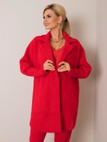 Červený načechraný kabát z alpaky