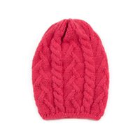 Pletená čepice s copánkovým vzorem růžová
