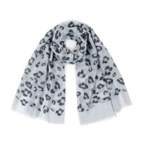 Lehký dámský šátek s leopardím vzorem - šedý
