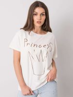 Ecru dámské bavlněné tričko s potiskem