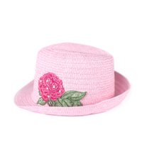 Dívčí klobouček s květinou růžový