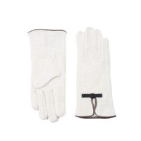 Dámské bílé vlněné rukavice s mašlí