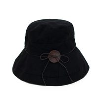 Lněný klobouk s knoflíčkem černý