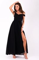 Elegantní šaty se spadlými rameny černé
