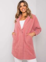 Růžový nadýchaný kabát z alpaky