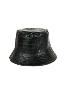 Stylový koženkový klobouk - černý