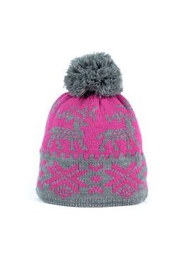 Zimní čepice s norským vzorem růžová