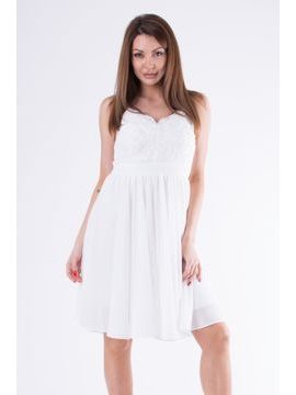 Kratší šaty s jemnou krajkou bílé
