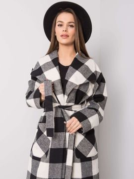 Černobílý kostkovaný kabát
