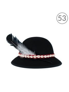 Vlněný horský klobouk s ozdobou černý 53 cm