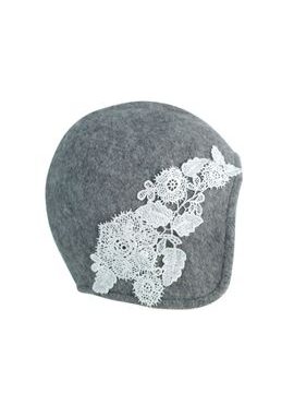 Dámský klobouk s krajkovými květy šedý