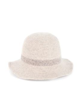 Vlněný klobouk s pruhem béžový