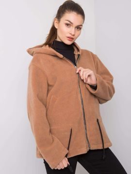 Béžový kabát s kapucí