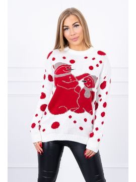 Vánoční svetr se sněhuláky - krémová