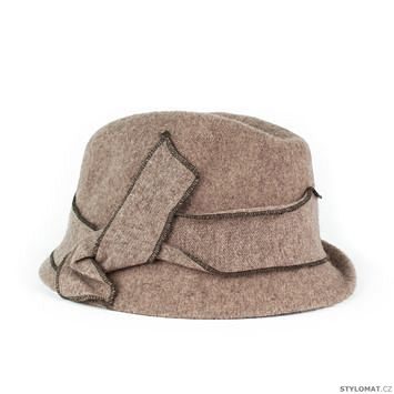 Vlněný hnědý klobouk s mašlí