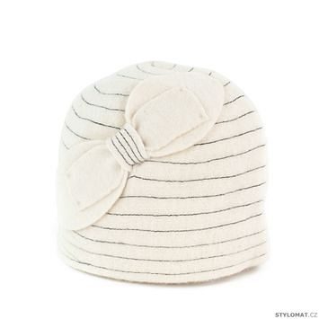 Vlněný klobouk s mašlí bílý