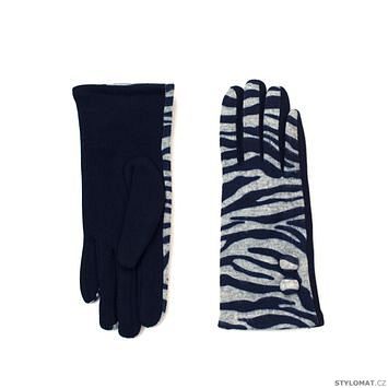 Zebra vlněné rukavice modré