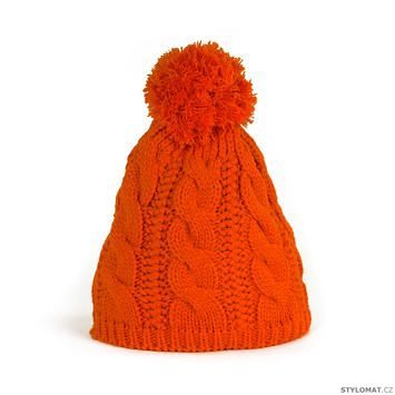 Zimní čepice s bambulí v oranžové barvě