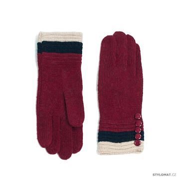 Vlněné tříbarevné rukavičky v červené