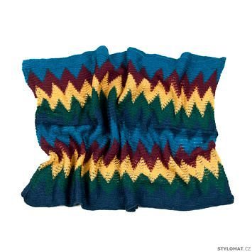 Barevný kruhový šál s barevným cik cak vzorem v tyrkysových odstínech