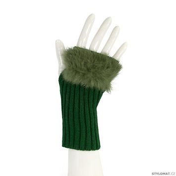 Krátké rukavičky z králičí kožešinky zelené