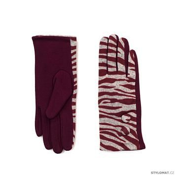 Zebra vlněné rukavice červené