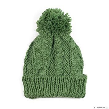 Teplá zimní čepice s střapcem green