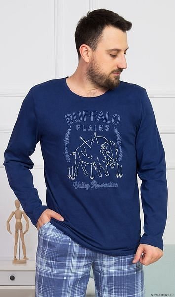 Pánské pyžamo dlouhé Buffalo barva tmavě modrá - Cool Comics - Pyžama