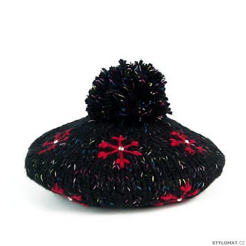 Čepice baret s vločkami černá