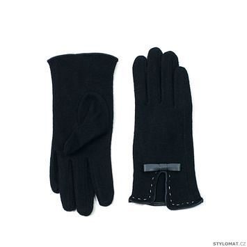 Elegantní černé vlněné rukavice s mašlí