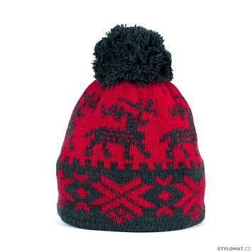 Zimní čepice s norským vzorem červená