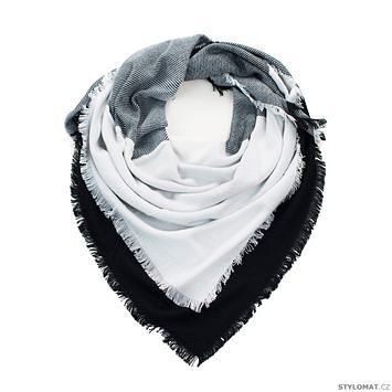 Hebký šátek s jemnými třásněmi - černobílý