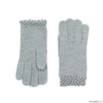 Vlněné rukavičky s krajkou světle šedé