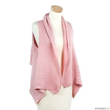 Módní pletená vesta růžová
