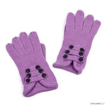 Módní rukavice zdobené knoflíčky lila
