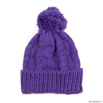Teplá zimní čepice s střapcem purpurová