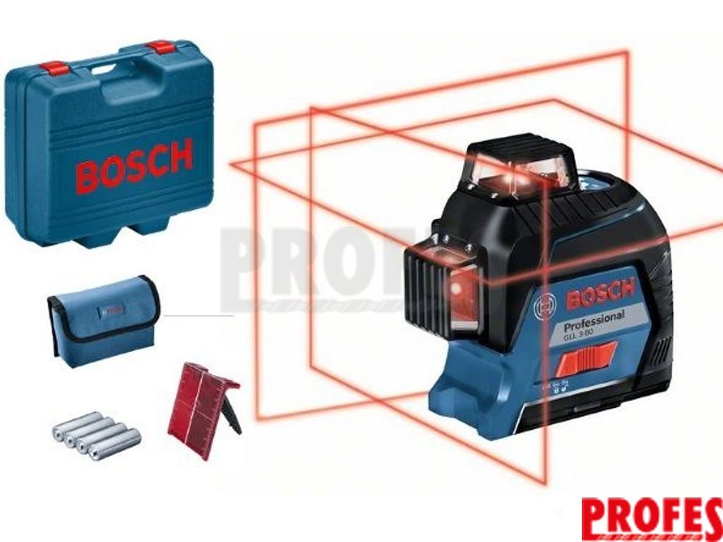 Křížový laser Bosch GLL 3-80 Professional - 0.82kg, ochranné pouzdro, kufr  (0601063S00) - Bosch - Měřící technika - - Naradi-Profes.cz