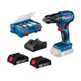 GSB 185-LI aku příklepový vrtací šroubovák 18V 2x2Ah+82dílná sada příslušenství 0615990N2P