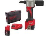 Aku nýtovací kleště - aku nýtovačka Milwaukee M12BPRT-201X - 1x aku 12V/2.0A, 9000N, 2.06kg, v kufru (4933464405)