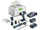 Bezuhlíková aku vrtačka s příklepem Festool QUADRIVE TPC 18/4 5,0/4,0 I-Set/XL - 2x 18V/5.0+4.0Ah, 75Nm, 4 rychl., 1.3kg, příslušenství, kufr Systainer SYS3 M 187 (577622)