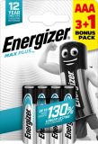 Energizer Max Plus AAA alkalické baterie, 4 ks