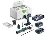 Bezuhlíková aku vrtačka s příklepem Festool QUADRIVE TPC 18/4 5,0/4,0 I-Set - 2x 18V/5.0+4.0Ah, 75Nm, 4 rychl., 1.3kg, příslušenství, kufr Systainer SYS3 M 187 (577621)