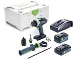Bezuhlíková aku vrtačka s příklepem Festool QUADRIVE TPC 18/4 5,0/4,0 I-Plus - 2x 18V/5.0+4.0Ah, 75Nm, 4 rychl., 1.3kg, příslušenství, kufr Systainer SYS3 M 187 (577651)