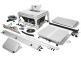 Stolní kotoučová pila - cirkulárka Festool TKS 80 EBS-Set - 2200W, 254mm, 37kg, podélný doraz, posuvný stůl, prodloužení a rozšíření, příslušenství (575828)